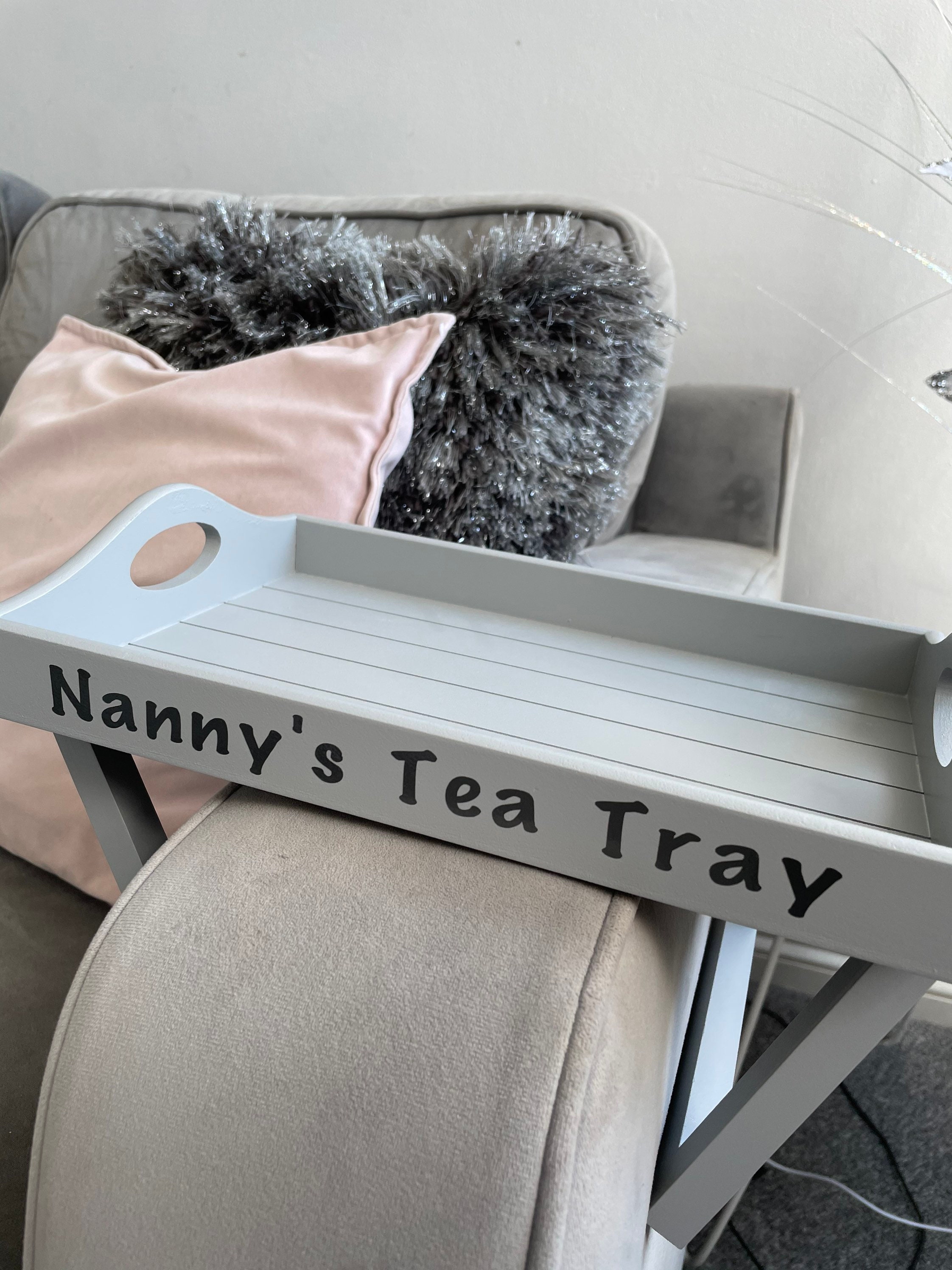 Grey personalised sofa tray personalised home sweet home Etsy