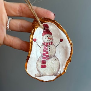 Snowman Oyster Shell Ornament