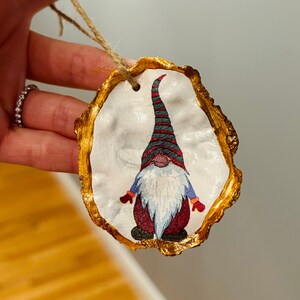 Christmas Gnome Oyster Shell Ornament