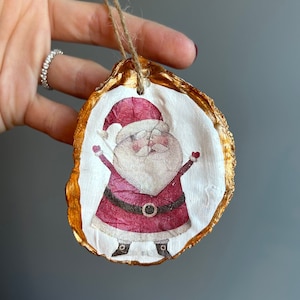 Santa Oyster Shell Ornament