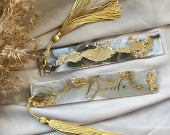 Resin bookmark marble edition gold, gift idea, personalized bookmark