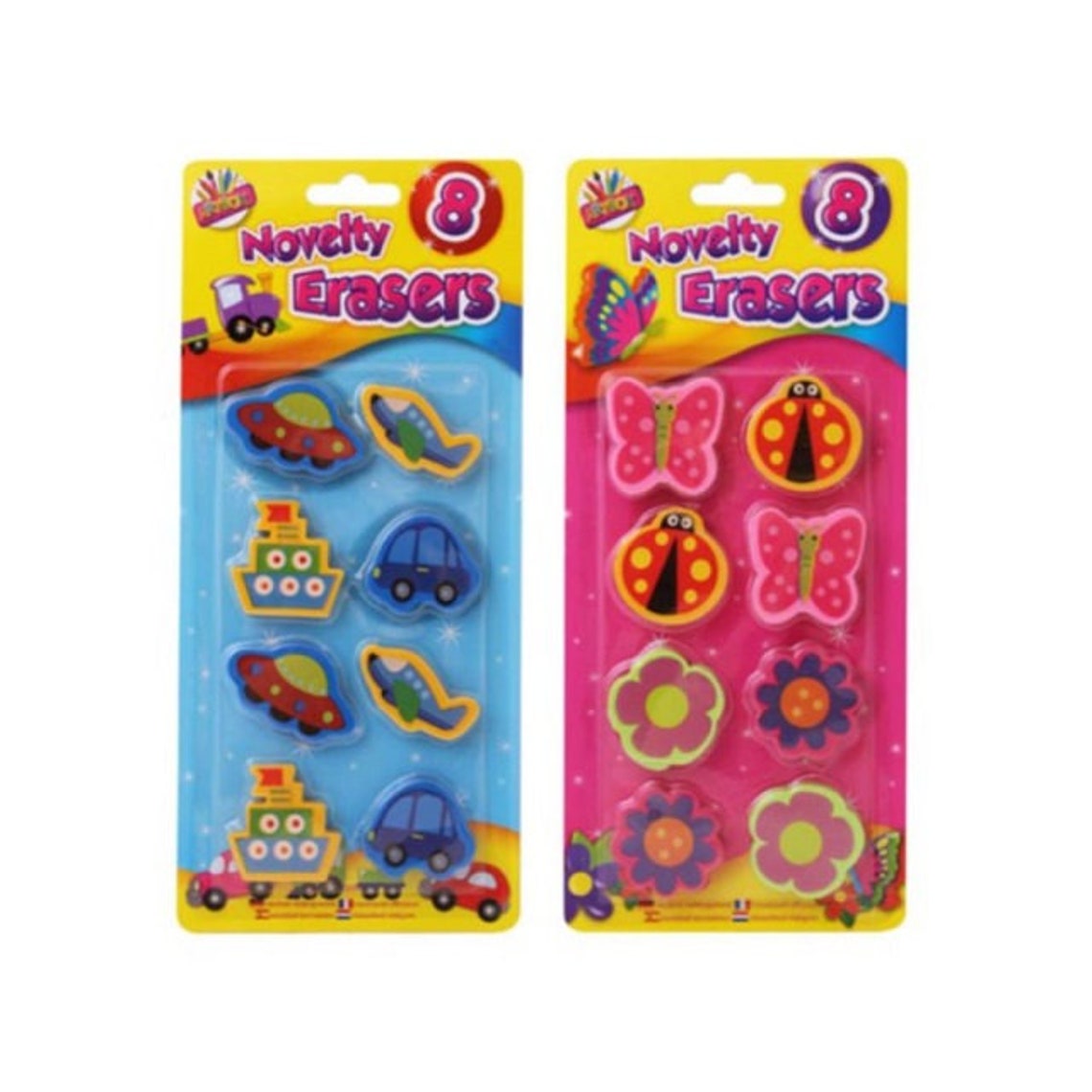 8 Pack Novelty Erasers Etsy
