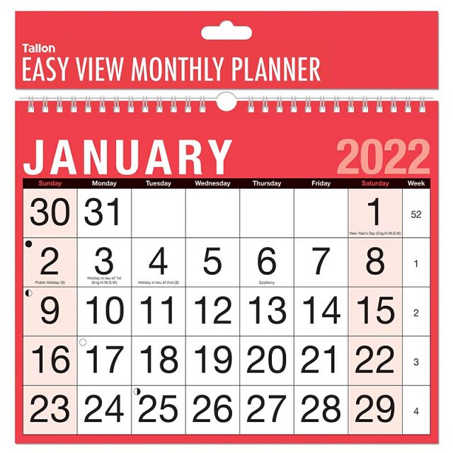 2022 A4 Mes fácil de ver calendario Etsy