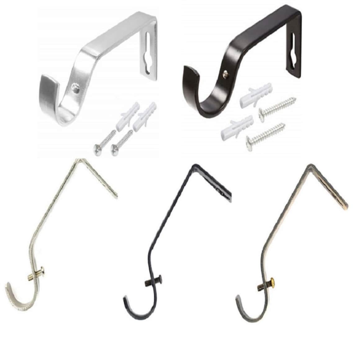 Heavy Duty Curtain Pole Brackets 19mm 28mm Black Antique Brass Etsy