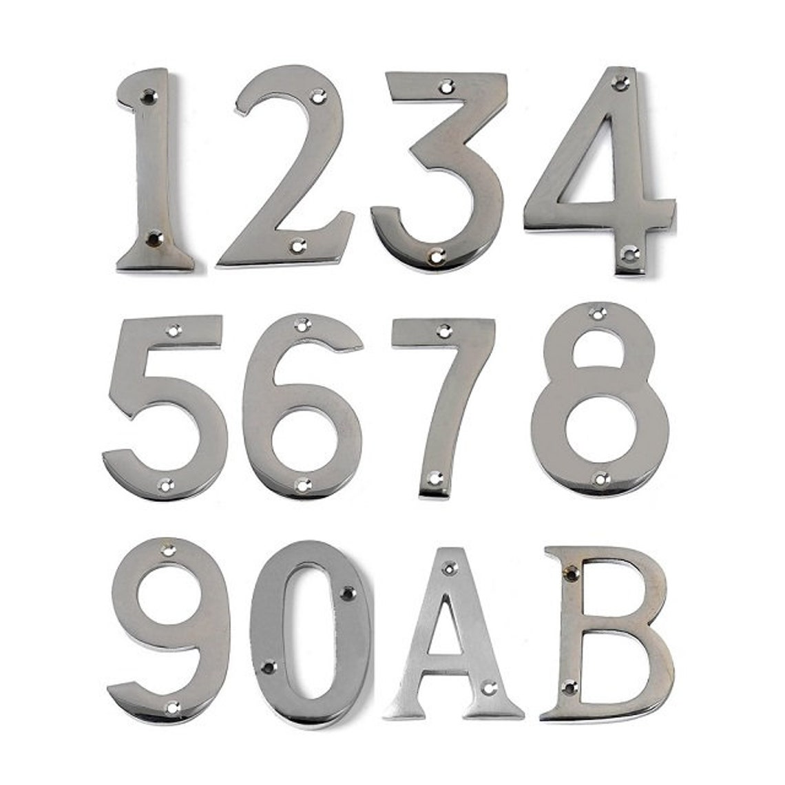 Polished Chrome Screw on House / Gate Numbers and Letters Etsy