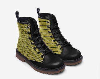Gelbe und schwarze modische Stiefel aus weichem, lässigem Leder – leichte Stiefel MT
