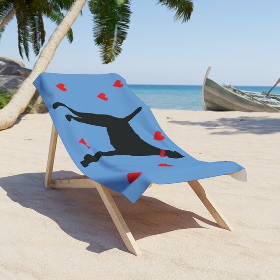 Black Dog Beach Towel Etsy Canada
