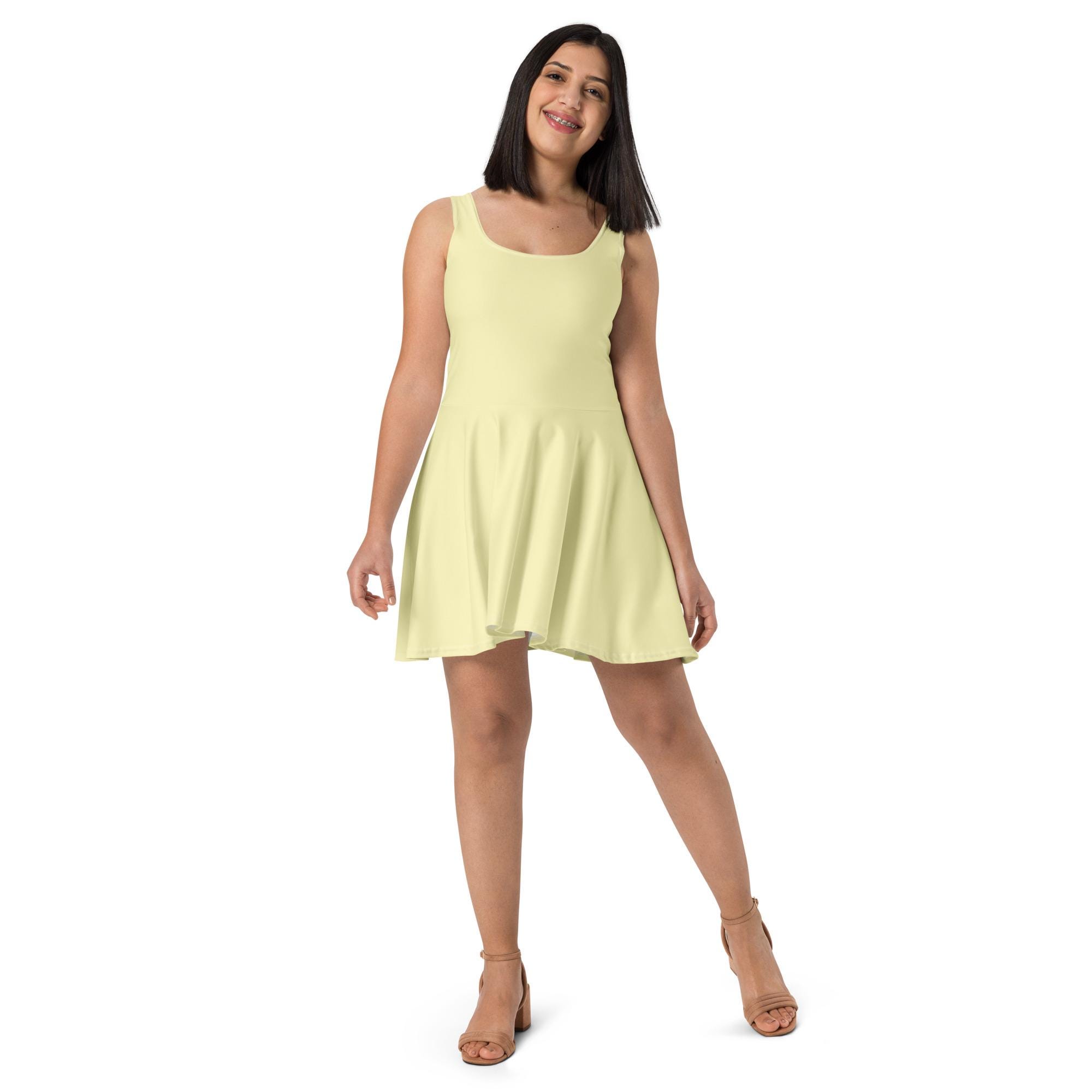 Yellow Tube Solid Skater Dress main image 0