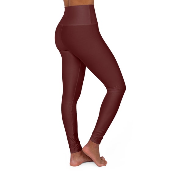 High Waisted Yoga Leggings Burgundy Leggings