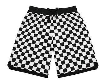 Black White Checkerboard Basketball Shorts