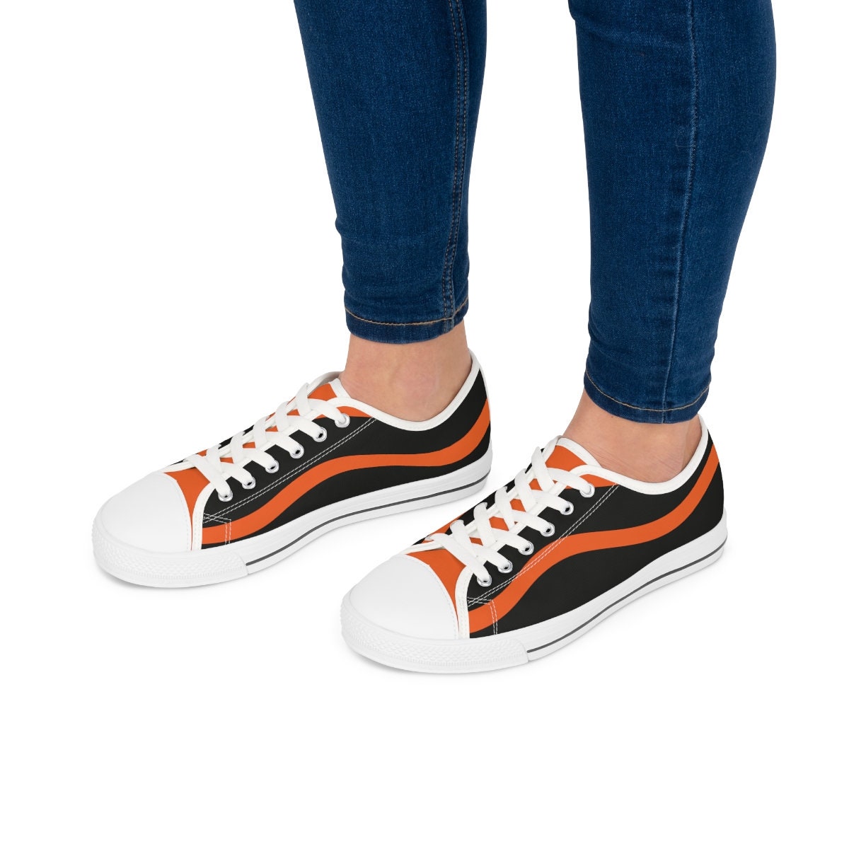 Orange Adult Tennis Shoes with Pearl's and Rhinestones ( Bling )