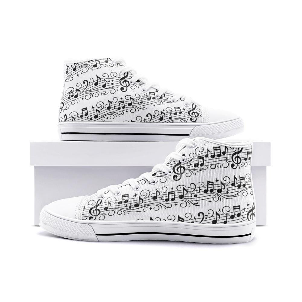 Musical Notes White High Top Sneakers Unisex High Top Canvas Shoes - Etsy