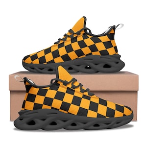 Orange und schwarze Unisex Bounce Mesh Knit Sneakers