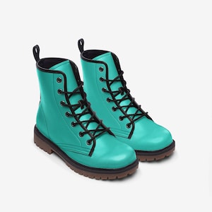Teal Boots Casual Leather Lightweight Turquoise boots