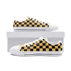 Black and Gold Yellow Sneakers Unisex Low Top Canvas Shoes