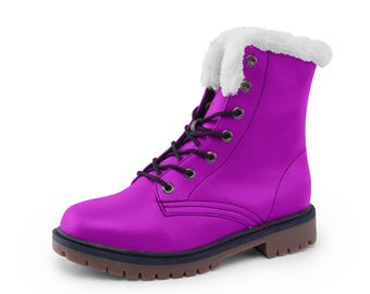 Purple Winter Boots Unisex Lace Up Winter Boots Fashion Comfort Chukka Boots