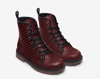 Black and Red Boots Casual Leather Lightweight boots MT