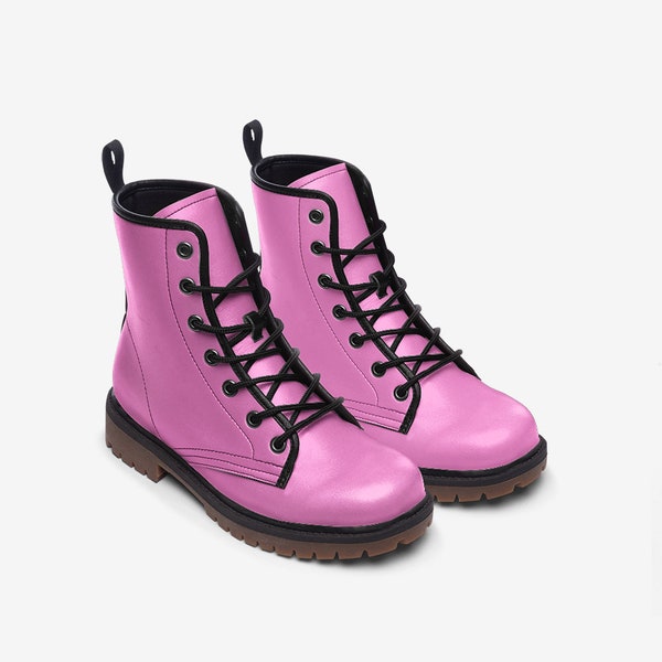 Pink Boots Casual Leather Lightweight pink boots