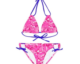 Ensemble bikini rose à lanières