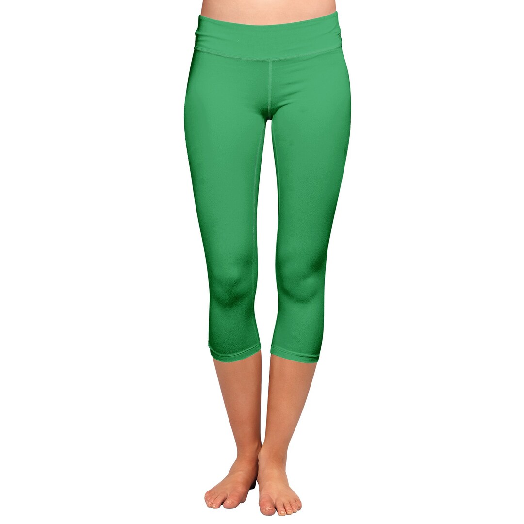 Women 's Green Leggings Poly Spandex Yoga Capri Leggings Etsy