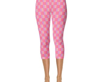 Pink Capri Leggings Cotton Spandex Leggings
