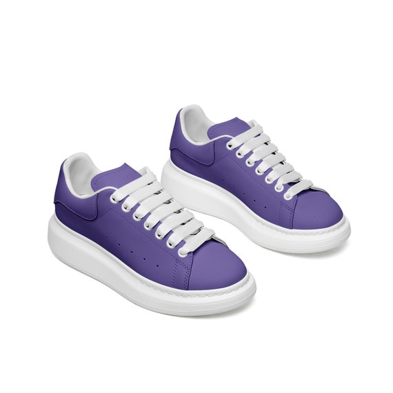 Purple Casual Sneaker Unisex Non Slip Lace up Leather Sneakers Etsy