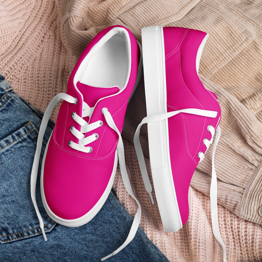 Pink Circles - Women’s high top canvas shoes