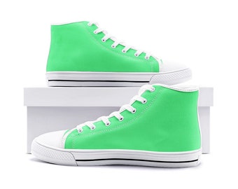 Lime Green High Top Sneakers Unisex High Top Green Canvas Sneakers Etsy