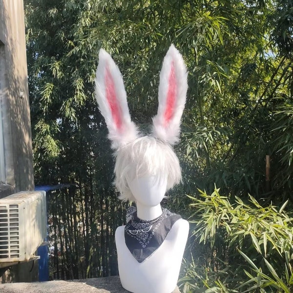 White rabbit ears，Cute Luxury Realistic donkey ears Headband,Halloween Animal Ears Cosplay,Cosplay Costume Ear，Party ear,Girl birthday gift