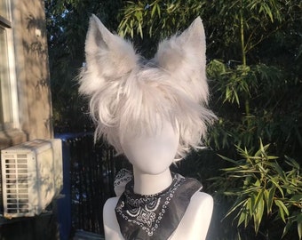 Samoyed ears，Cute Luxury Realistic dog ears Headband,Halloween Animal Ears Cosplay,Party Cosplay wolf Costume Ears，birthday gift