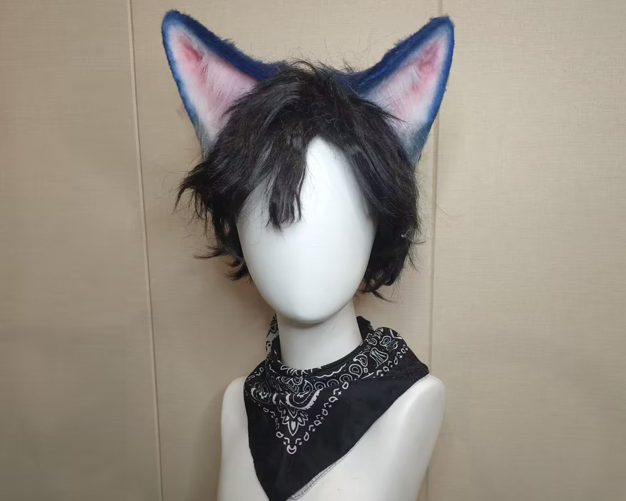 Blue wolf ears，Cute Luxury Realistic pink cat Ear Headband,Halloween Animal Ears Cosplay,Cosplay Costume Ear，Party ear,Girl birthday gift