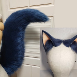 Blue cat ears，Cute Luxury Realistic dog ears Headband,Halloween Animal Ears Cosplay,Cosplay Costume Ear，Party wolf ears，Girl birthday gift