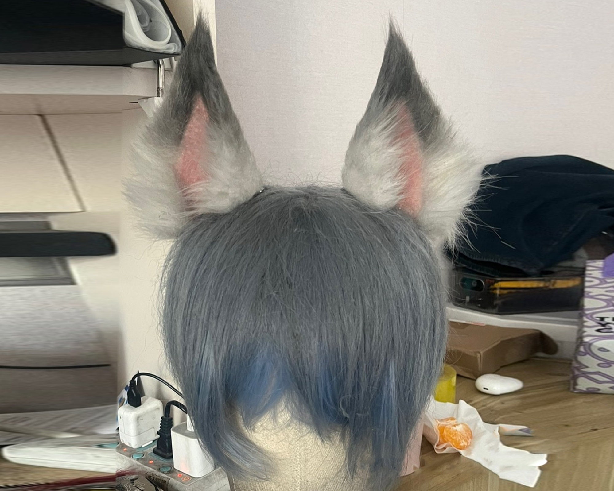 Gray fox ears，Cute Luxury Realistic wolf Ears Headband,Halloween Animal Ears Cosplay,Cosplay Costume Ears，Party big ear,Girl birthday gift
