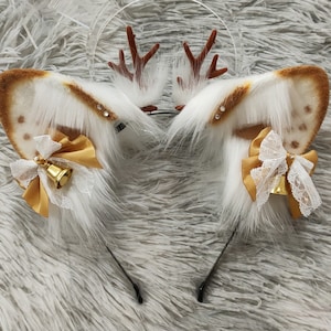 Brown Deer ear，Cute Luxury Realistic antler Ears Headband,Halloween Animal Ears Cosplay,Cosplay Costume Ear，Party ear,Girl birthday gift