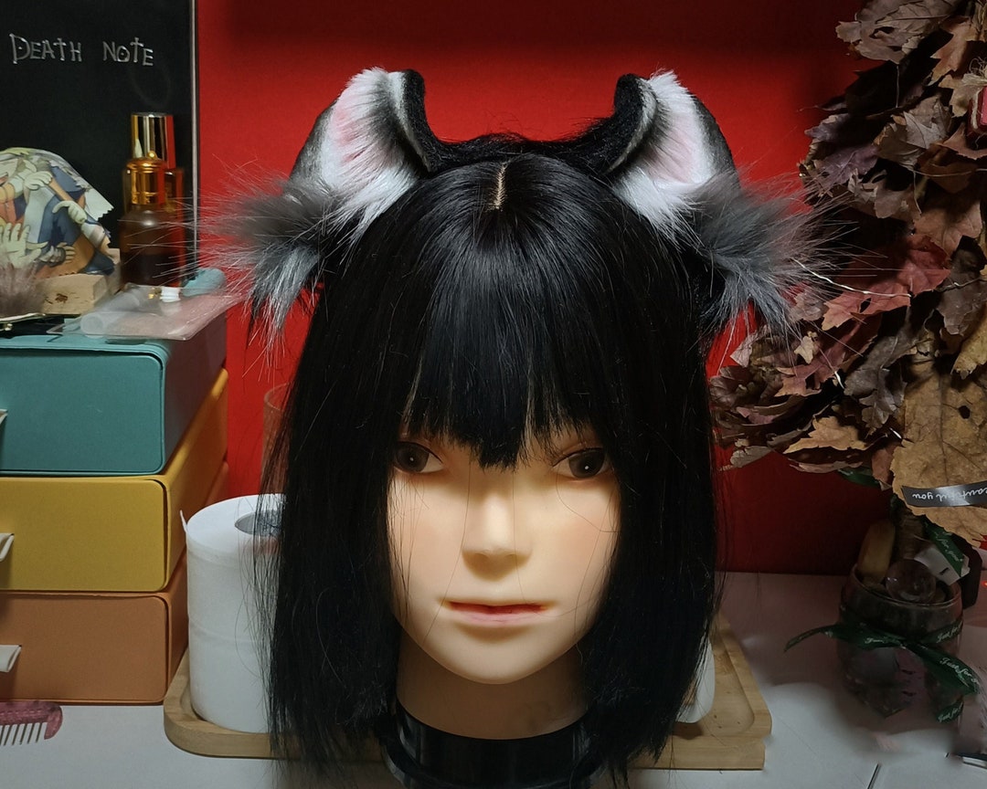 Black Cat Earscute Luxury Realistic Fox Ears Headband,halloween Animal