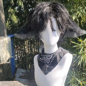 ブラックグレーフォックス耳、キュートでラグジュアリーなリアルなオオカミ耳ヘッドバンド、ハロウィン動物耳コスプレ、コスプレ衣装耳、パーティー耳、女の子の誕生日プレゼント