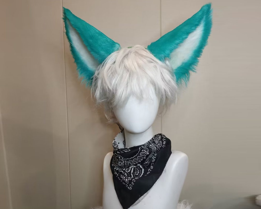 Green Fox Ears，cute Luxury Realistic Wolf Ears Headband,halloween ...