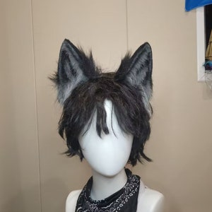 Grey Wolf ears，Cute Luxury Realistic dog ears Headband,Halloween Animal Ears Cosplay,Party Cosplay wolf Costume Ears，Girl birthday gift