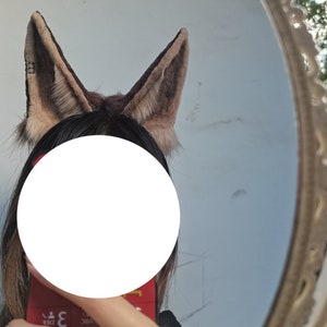 Brown Belgian Malinois ears，Cute Luxury Realistic flower cat Ear Headband,Halloween Animal Ears Cosplay,Cosplay Costume Ears，Party ear gift