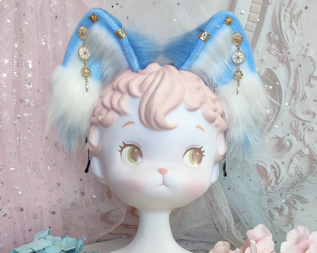 Blue Cat Earscute Luxury Realistic Beast Ears Headband,halloween Animal Ears Cosplay,cosplay
