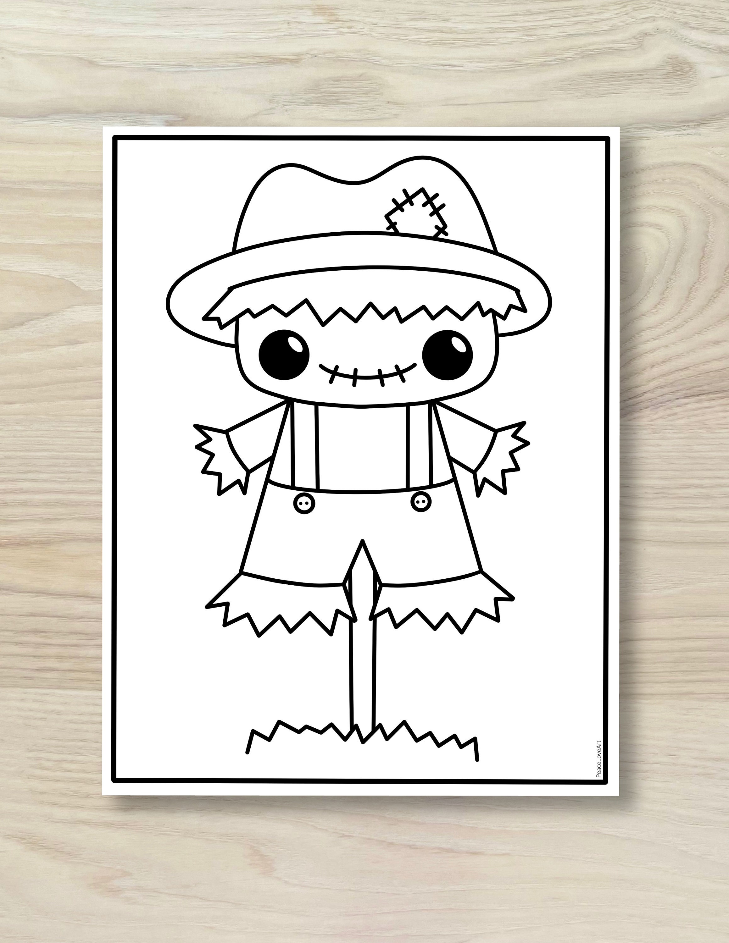 Scarecrow Coloring Page - Etsy