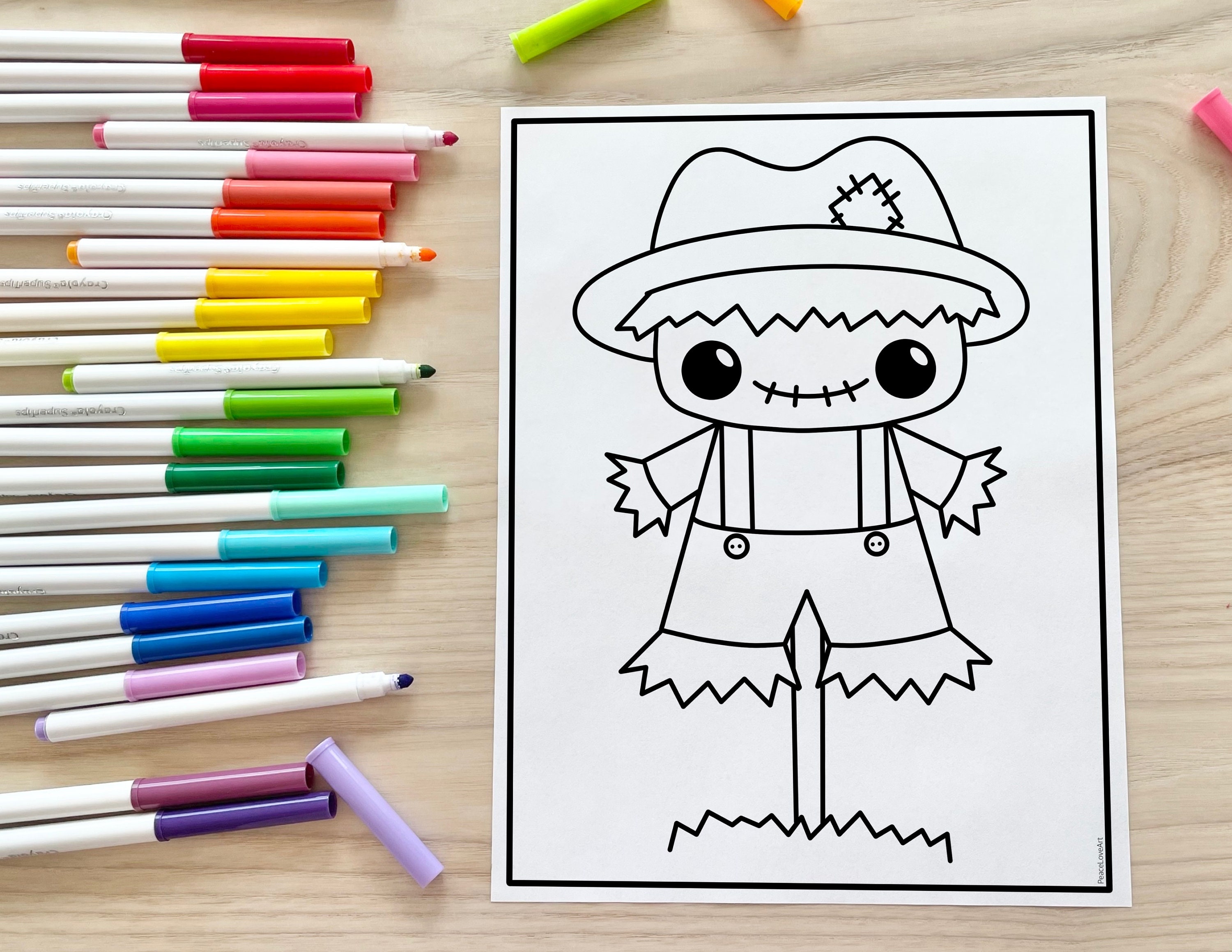 Scarecrow Coloring Page - Etsy