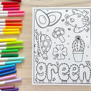 Green things coloring page