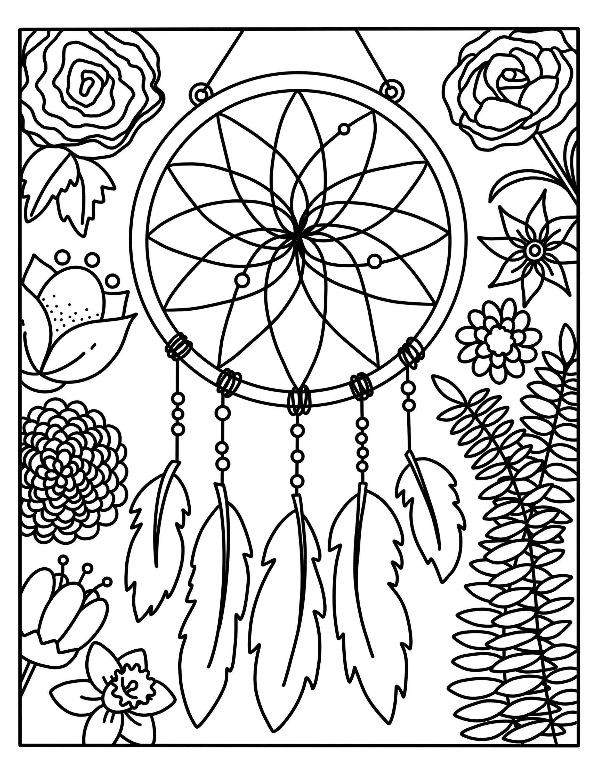 Dream catcher coloring page | Etsy
