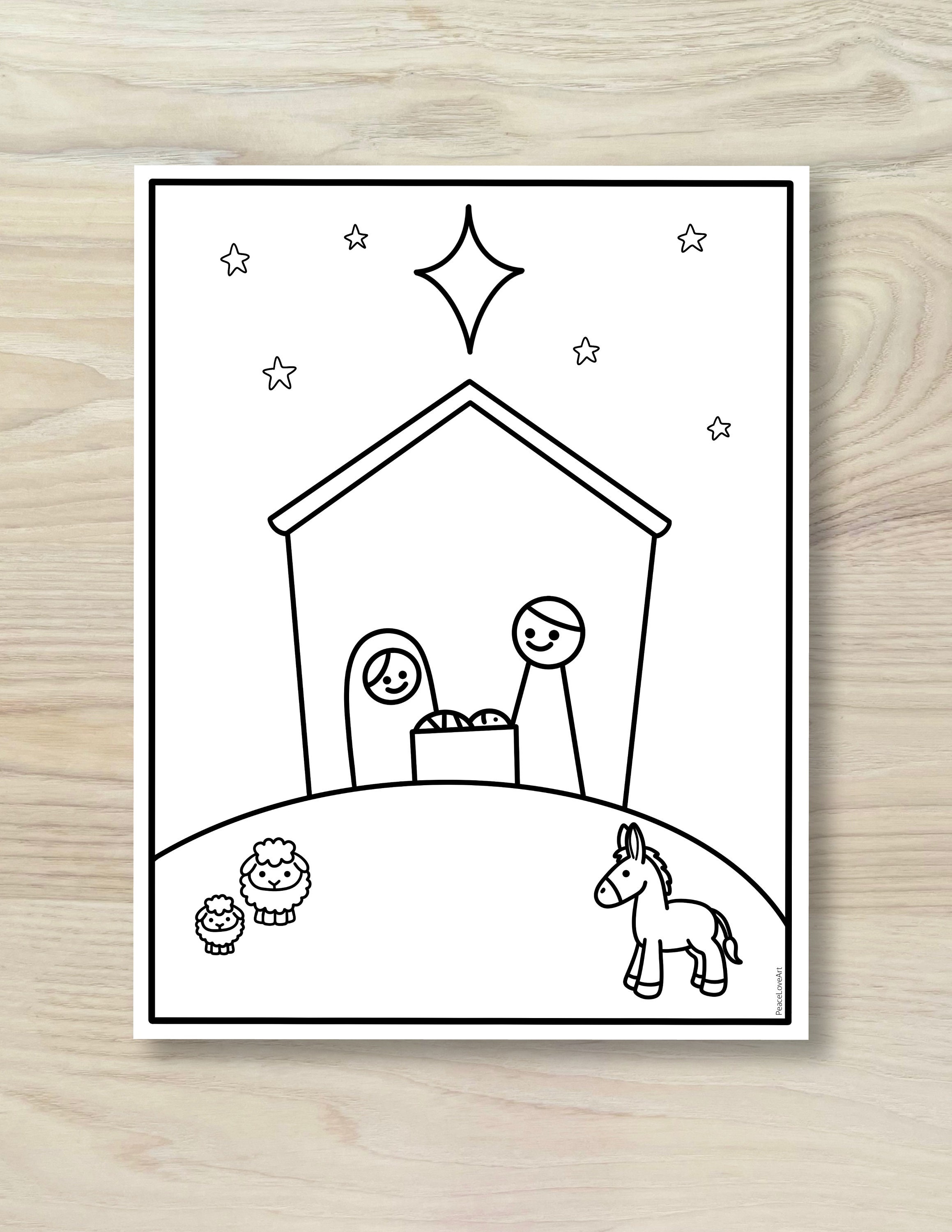 Simple Nativity Coloring Page - Etsy