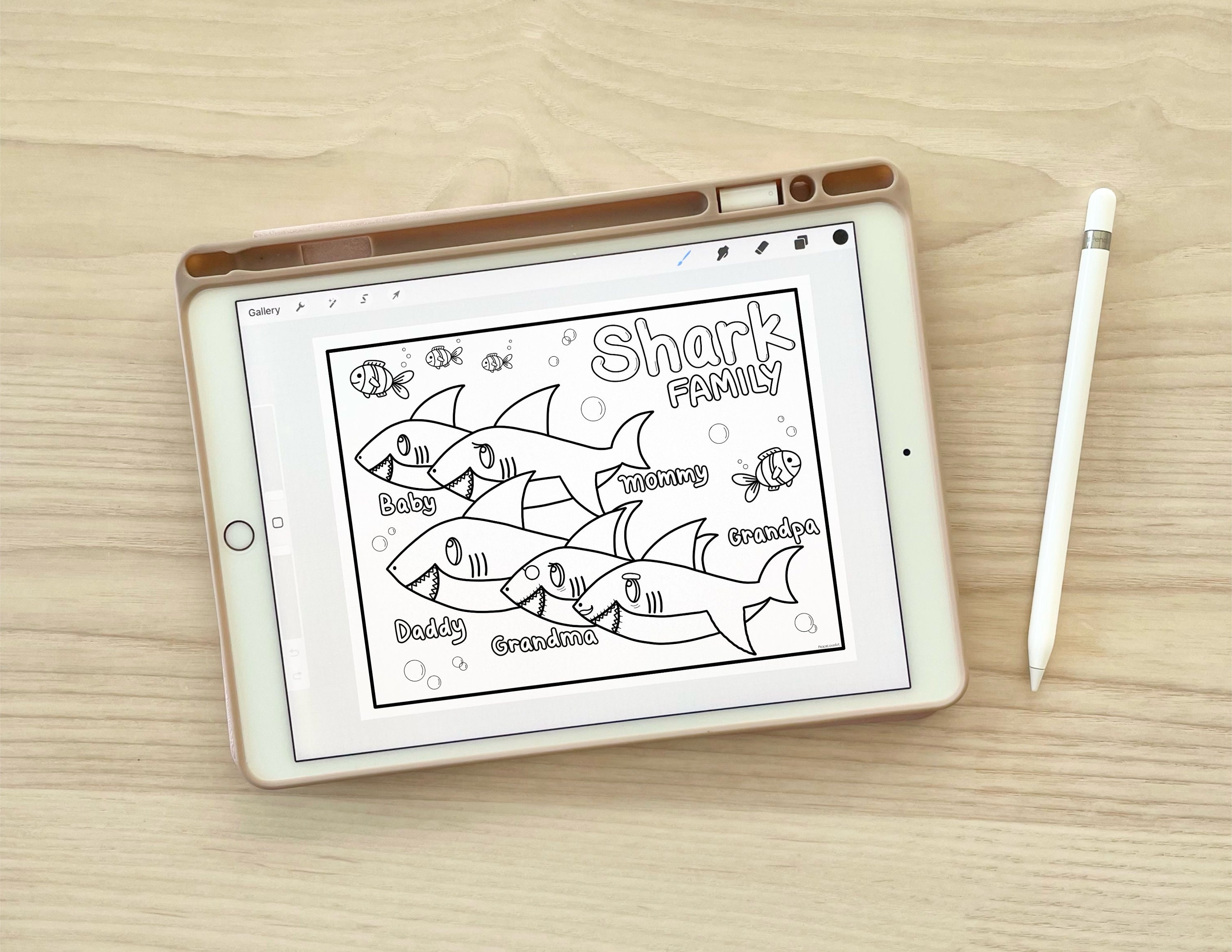 Baby Shark Family Coloring Page - Etsy
