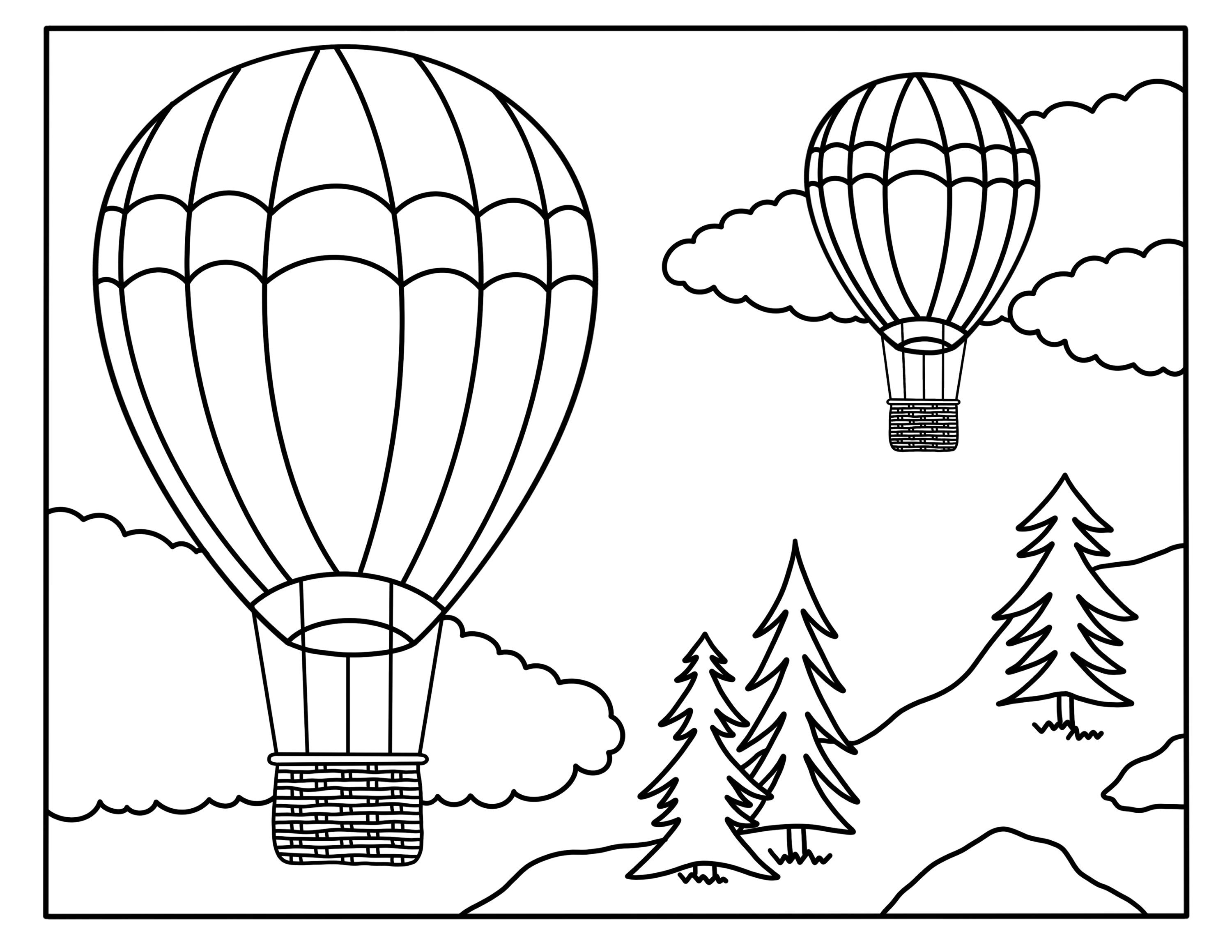 Hot air balloon coloring page | Etsy