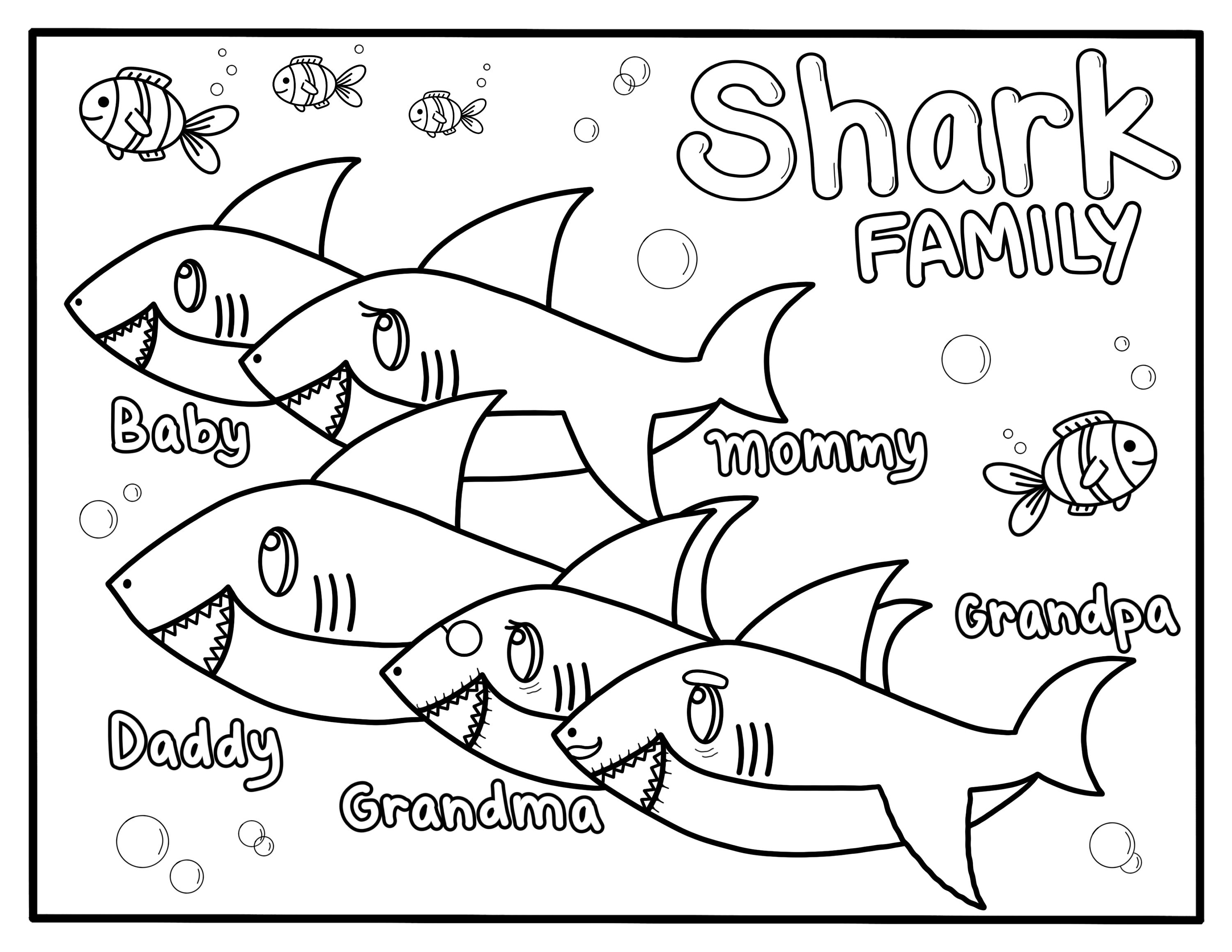 Baby Shark Family coloring page   Etsy