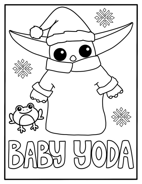 Christmas Baby Yoda Coloring Page Etsy