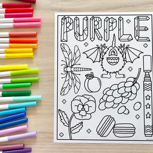 Pagina da colorare di cose viola